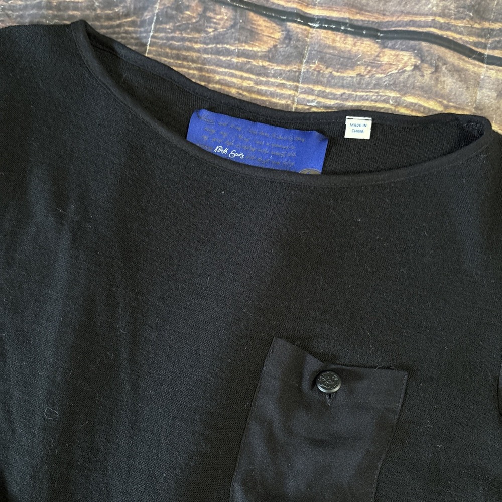 NORTH SAILS Womans Black Boat Neck Wool Pullover Jumper Sweater  Layered Hem Sm